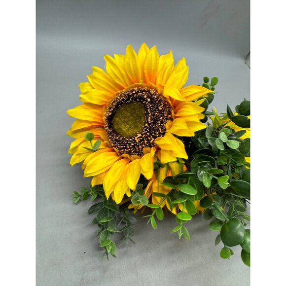 Artificial Sunflower Bouquet Eucalyptus Greenery 16" Faux Floral Arrangement - Picture 2 of 4